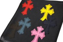 Load image into Gallery viewer, 新品同様品 CHROME HEARTS クロムハーツ レザー スクエアポシェット ショルダーバッグ クロスパッチ マルチカラー ブラック 中古 67487