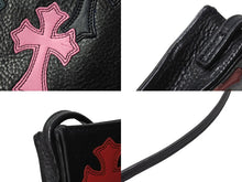 Load image into Gallery viewer, 新品同様品 CHROME HEARTS クロムハーツ レザー スクエアポシェット ショルダーバッグ クロスパッチ マルチカラー ブラック 中古 67487