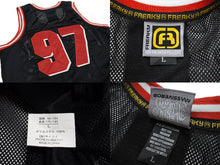 Load image into Gallery viewer, FUBU フブ タンクトップ ゲームシャツ バスケワッペン ヴィンテージ サイズL ブラック レッド ホワイト メッシュ 美品 中古 67492