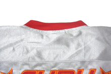 Load image into Gallery viewer, FUBU フブ ゲームシャツ フットボールシャツ ヴィンテージ サイズXL レッド シルバー メッシュ ポリエステル 美品 中古 67494