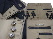 Load image into Gallery viewer, 新品未使用 CHROME HEARTS クロムハーツ クロスパッチ チノ パンツ CHINOS CEM CRS PTCH パンツ ベージュ コットン サイズ30 中古 67597