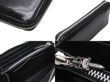 Load image into Gallery viewer, CHROME HEARTS クロムハーツ 長財布 フィリグリープラス ダガー ラウンドジップ レザー ブラック シルバー925 美品 中古 67605