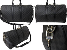 Load image into Gallery viewer, LOUIS VUITTON ルイ ヴィトン キーポル バンドリエール45 ボストンバッグ N41418 ダミエグラフィット ブラック 美品 中古 67624
