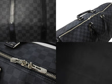画像をギャラリービューアに読み込む, LOUIS VUITTON ルイヴィトン キーポルバンドリエール55 ボストンバッグ N41413 ダミエグラフィット キャンバス ブラック 美品 中古 67626
