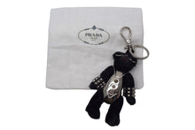 Load image into Gallery viewer, PRADA プラダ メタル ベア キーホルダー チャーム クマ スタッズ 小物 ブラック シルバー金具 美品 中古 4c067743