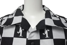 Load image into Gallery viewer, 極美品 JIRO ジロー 半袖ジャケット サイズL チェック柄 トップス コットン ポリエステル 日本製 ブラック ホワイト 中古 4c067977