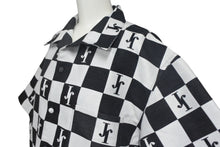 Load image into Gallery viewer, 極美品 JIRO ジロー 半袖ジャケット サイズL チェック柄 トップス コットン ポリエステル 日本製 ブラック ホワイト 中古 4c067977