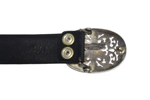 Load image into Gallery viewer, CHROME HEARTS クロムハーツ 1.5クラシック オーバルスター ベルト バックル サイズ36 シルバー925 レザー ブラック 美品 中古 4c068136