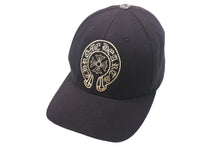 Load image into Gallery viewer, CHROME HEARTS クロムハーツ キャップ ホースシュー クロスボール CHプラス スクロールラベル 刺繍 ブラック コットン シルバー925 良品 中古 4c069096
