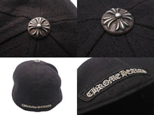 Load image into Gallery viewer, CHROME HEARTS クロムハーツ キャップ ホースシュー クロスボール CHプラス スクロールラベル 刺繍 ブラック コットン シルバー925 良品 中古 4c069096