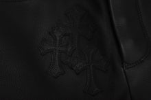 Load image into Gallery viewer, 新品未使用 Chrome hearts クロムハーツ レザーパンツ ブラック レザーパッチ シルバー925 サイズ30 中古 4c069356
