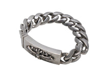 Load image into Gallery viewer, CHROME HEARTS クロムハーツ フローラルクロス IDブレスレット クラシックチェーン 重量約126.0g 腕周り約21cm 13リンク 美品 中古 4c069734