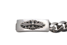 Load image into Gallery viewer, CHROME HEARTS クロムハーツ フローラルクロス IDブレスレット クラシックチェーン 重量約126.0g 腕周り約21cm 13リンク 美品 中古 4c069734