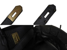 Load image into Gallery viewer, HERMES エルメス ハンドバッグ オータクロア50 ブラック アルデンヌ ブロンズ金具 ○X刻印 中古 4c076580