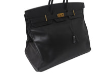 Load image into Gallery viewer, HERMES エルメス ハンドバッグ オータクロア50 ブラック アルデンヌ ブロンズ金具 ○X刻印 中古 4c076580