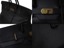 Load image into Gallery viewer, HERMES エルメス ハンドバッグ オータクロア50 ブラック アルデンヌ ブロンズ金具 ○X刻印 中古 4c076580
