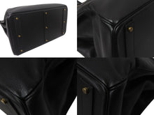 Load image into Gallery viewer, HERMES エルメス ハンドバッグ オータクロア50 ブラック アルデンヌ ブロンズ金具 ○X刻印 中古 4c076580