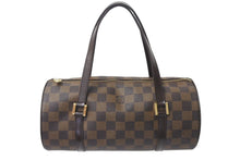 Load image into Gallery viewer, LOUIS VUITTON ルイヴィトン パピヨンPM 26 ハンドバック ダミエ N51304 筒型 ドラム型 エベヌ ブラウン 美品 中古 4c076008