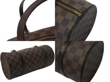 Load image into Gallery viewer, LOUIS VUITTON ルイヴィトン パピヨンPM 26 ハンドバック ダミエ N51304 筒型 ドラム型 エベヌ ブラウン 美品 中古 4c076008