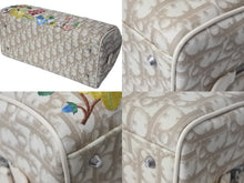 Load image into Gallery viewer, Christian Dior クリスチャンディオール エンブロイダリー トロッター ハンドバッグ ベージュ コーティングキャンバス レザー 花柄 美品 中古 4c075282