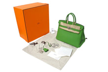 Load image into Gallery viewer, 新品未使用 HERMES エルメス バーキン25 ハンドバッグ W刻印 トゴ ヴェールユッカ シルバー金具 中古 4c075983