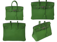 Load image into Gallery viewer, 新品未使用 HERMES エルメス バーキン25 ハンドバッグ W刻印 トゴ ヴェールユッカ シルバー金具 中古 4c075983