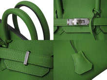 Load image into Gallery viewer, 新品未使用 HERMES エルメス バーキン25 ハンドバッグ W刻印 トゴ ヴェールユッカ シルバー金具 中古 4c075983
