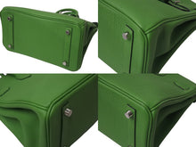 Load image into Gallery viewer, 新品未使用 HERMES エルメス バーキン25 ハンドバッグ W刻印 トゴ ヴェールユッカ シルバー金具 中古 4c075983