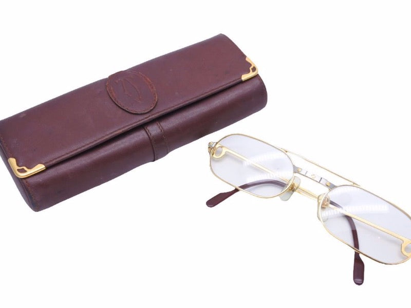 Cartier カルティエ サントス メガネ アイウェア ゴールド ボルドー 55 