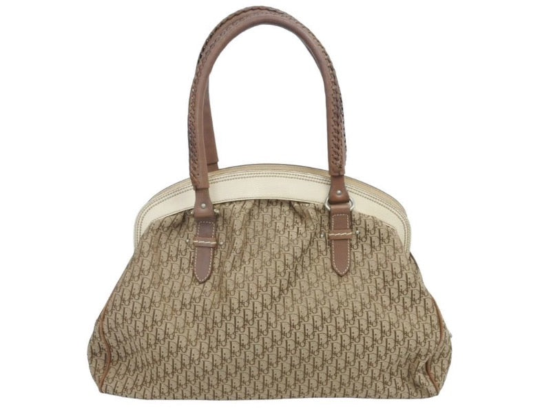 Christian Dior クリスチャンディオール トロッター ボストンバッグ ベージュ アイボリー レザー キャンバス 美品 中古 43514 –  Casanova Vintage