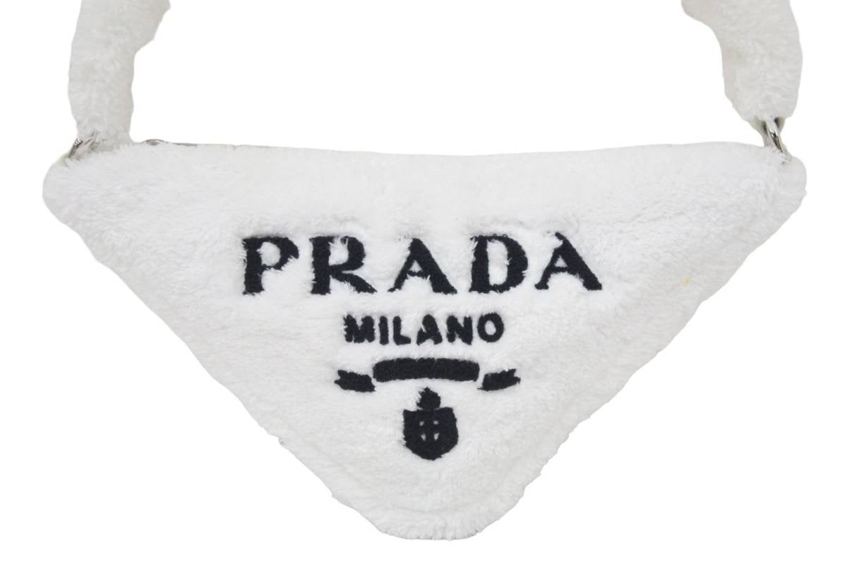 未使用 PRADA プラダ テリークロス ポーチ ロゴ ホワイト 1NE043 2022 