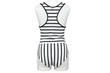 Load image into Gallery viewer, 極美品 CHANEL シャネル ボーダー スイムウェア 水着 ブラック ホワイト ココマーク P71948V48268 ロゴ サイズ36 中古 48184