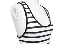 Load image into Gallery viewer, 極美品 CHANEL シャネル ボーダー スイムウェア 水着 ブラック ホワイト ココマーク P71948V48268 ロゴ サイズ36 中古 48184