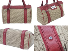 Load image into Gallery viewer, ChristianDior クリスチャンディオール ボストンバッグ トロッター柄 キャンバス レザー レッド ベージュ 美品 中古 48226