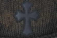 Load image into Gallery viewer, CHROME HEARTS クロムハーツ クロスパッチ ニットキャップ ブラウン ビーニー 帽子 レザー 美品 中古 49402