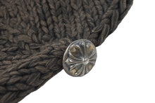 Load image into Gallery viewer, CHROME HEARTS クロムハーツ クロスパッチ ニットキャップ ブラウン ビーニー 帽子 レザー 美品 中古 49402