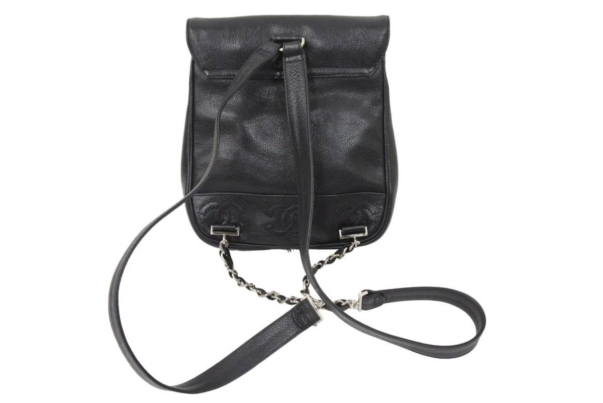 CHANEL シャネル トリプルココ リュック デイパック ブラック シルバー