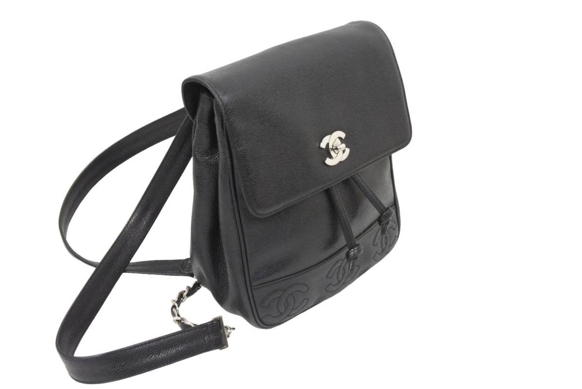 CHANEL シャネル トリプルココ リュック デイパック ブラック シルバー 