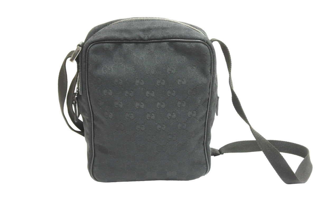 グッチ GG柄 ショルダーバッグ キャンバス シルバー金具 ブラック GUCCI グッチ ジャッキー GGキャンバス×レザー シルバー金具
