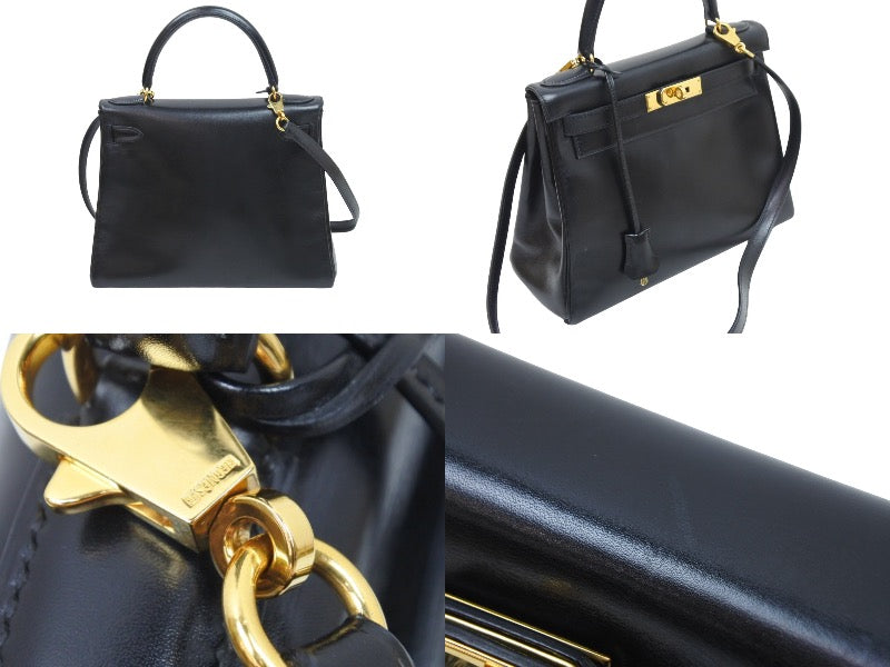 エルメス ケリー28 内縫い ブラック ソルド品 □B刻印 カーフ