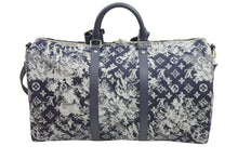 Load image into Gallery viewer, 新品同様 LOUIS VUITTON ルイヴィトン モノグラム タペストリー キーポル 50 ボストンバッグ M57285 ネイビー 中古 52510