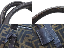 Load image into Gallery viewer, FENDI フェンディ ズッカ柄 ボストンバッグ コットンキャンバス レザー ブラウン系 美品 中古 53243
