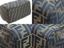Load image into Gallery viewer, FENDI フェンディ ズッカ柄 ボストンバッグ コットンキャンバス レザー ブラウン系 美品 中古 53243