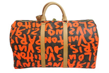 Load image into Gallery viewer, 新品同様 LOUIS VUITTON ルイ・ヴィトン モノグラム グラフィティ キーポル50 ボストン スプラウス オレンジ M93699 中古 56379