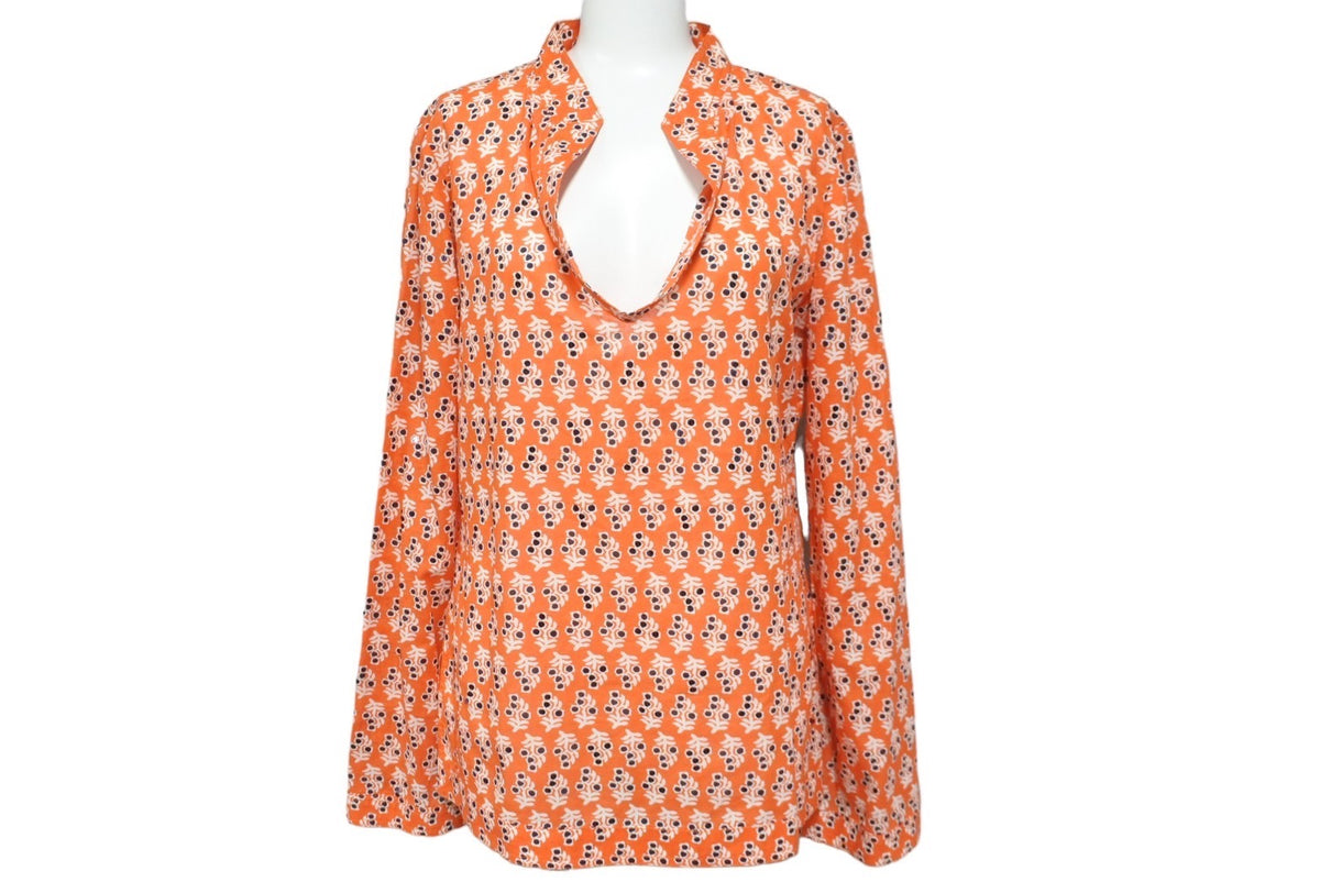Tory Burch トリーバーチ 長袖シャツ オレンジ スパンコール