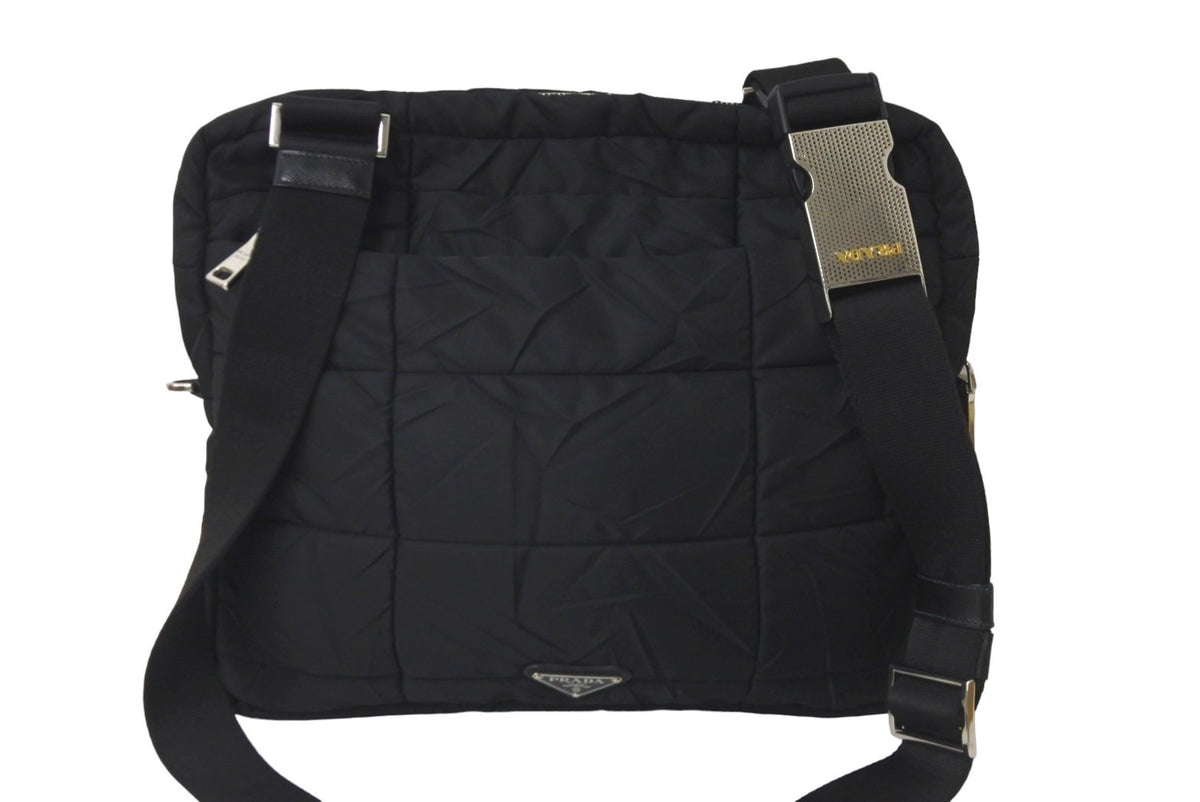 美品【プラダ】ナイロンバケットバッグ ショルダーバッグ PRADA】プラダ ショルダーバッグ ナイロン×レザー レディース