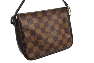 極美品 LOUIS VUITTON ルイヴィトン トゥルースメイクアップポーチ ハンドバッグ N51982 ダミエキャンバス ブラウン ゴールド金具 中古 4b003425