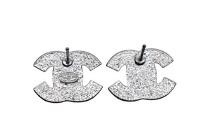 極美品 CHANEL シャネル ココマーク ピアス 重量約3.7g A12V刻印 ラインストーン シルバー クリア 両耳用 中古 4b000375