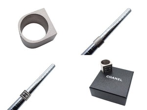 CHANEL シャネル リング 指輪 重量約19.3g ココマーク スクエア 02A刻印 サイズ14号 シルバー ブラック 美品 中古 4b000395