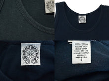 Load image into Gallery viewer, CHROME HEARTS クロムハーツ OLD オールドモデル CH TANKTOP OLD スクリプトロゴプリントタンクトップ ネイビー サイズS 美品 中古 4b000404